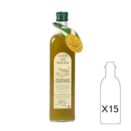 Aceite de Oliva Virgen Extra Oleodiel Variedad Picual Botella cristal 75 cl - 15 Uds