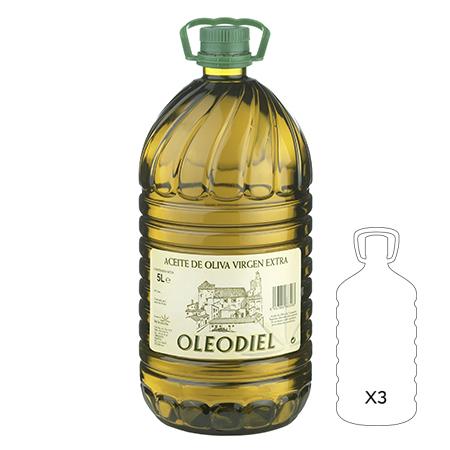 Aceite de Oliva Virgen Extra Oleodiel Coupage, Arbequina + Picual Garrafa 5 l - 3 Uds