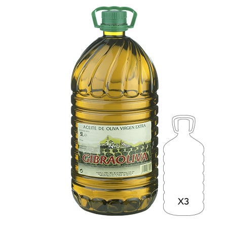 Aceite de Oliva Virgen Extra Gibraoliva Coupage, Verdial + Picual Garrafa 5L, 3 Uds