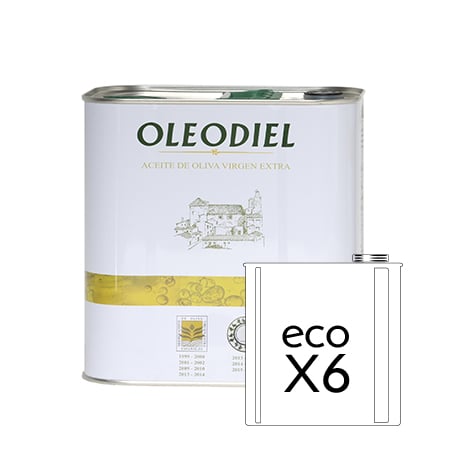 Aceite de Oliva Virgen Extra Oleodiel Ecológico. Lata 2,5 l - 6 Uds